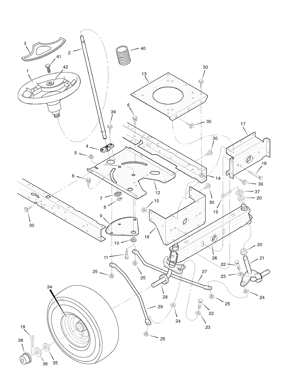 Steering Diagram and Parts List for 7800291-312006X78C 2008 Briggs and Stratton Lawn Tractor
